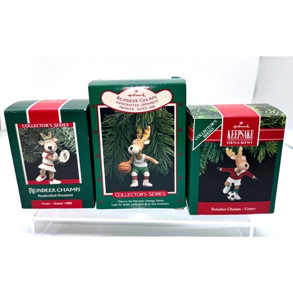 Hallmark Keepsake Ornament Set - Collectors Series - Reindeer Champs - Basketbal - Picture 2 of 6